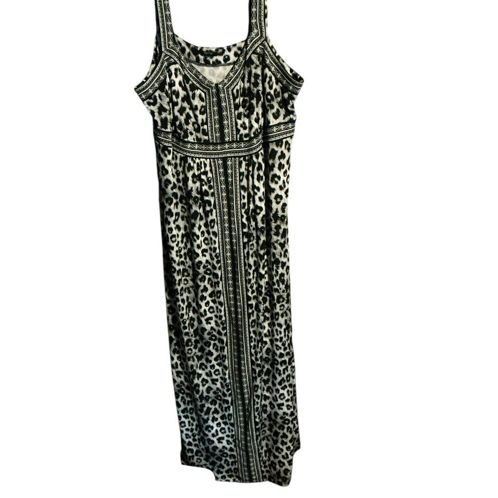 Apt 9 Black/Leopard Maxi Dress 2X Bust=24 Waist=26 Length-=50 Poly/Spandex - Picture 3 of 6
